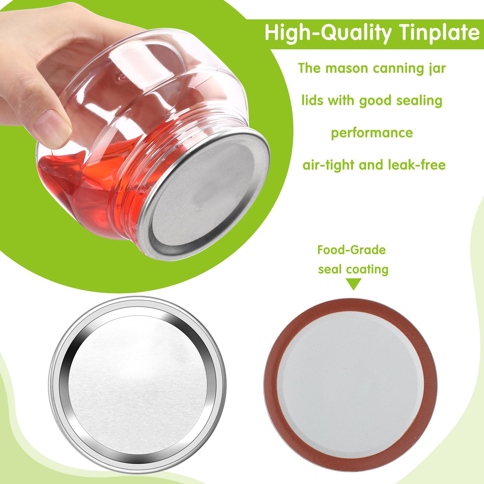 Honeydak 500 Pcs Canning Lids Regular Mouth Mason Jar Lids Airtight Reusable Canning Jar Lids, Split Type, Silver