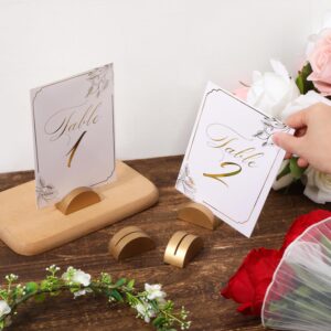 PEUTIER 12pcs Table Number Stands, Golden Table Name Holder Semicircular Design Modern Place Card Holders Photo Table Card Clips for Wedding Banquet Reception Anniversary Birthday Party