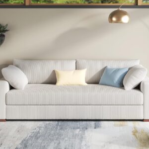 Jocisland Sofa, 3 Seater Comfy Couch, Modern Sofa Couch with Corduroy Upholstered, Couch for Living Room Home Office -White Couch