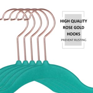 VECELO Premium Velvet Clothes Hangers Suit Heavy Duty (100 Pack)-Non Slip & Space-Saving with 12 Finger Clips & 2Tie Rack Excellent for Men and Women,Teal