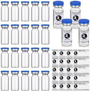 threlaco 20 pcs 3ml sealed sterile empty vials with self healing injection port glass penicillin bottle with 20 label stickers