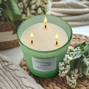 30 oz Highly Scented Soy Candles Large for Home, Lemongrass & Sage Aromatherapy Candle, 3 Cotton Wicks, Smokeless Long Lasting 120 hrs in Midnight Lights, Great Gift for Women & Men