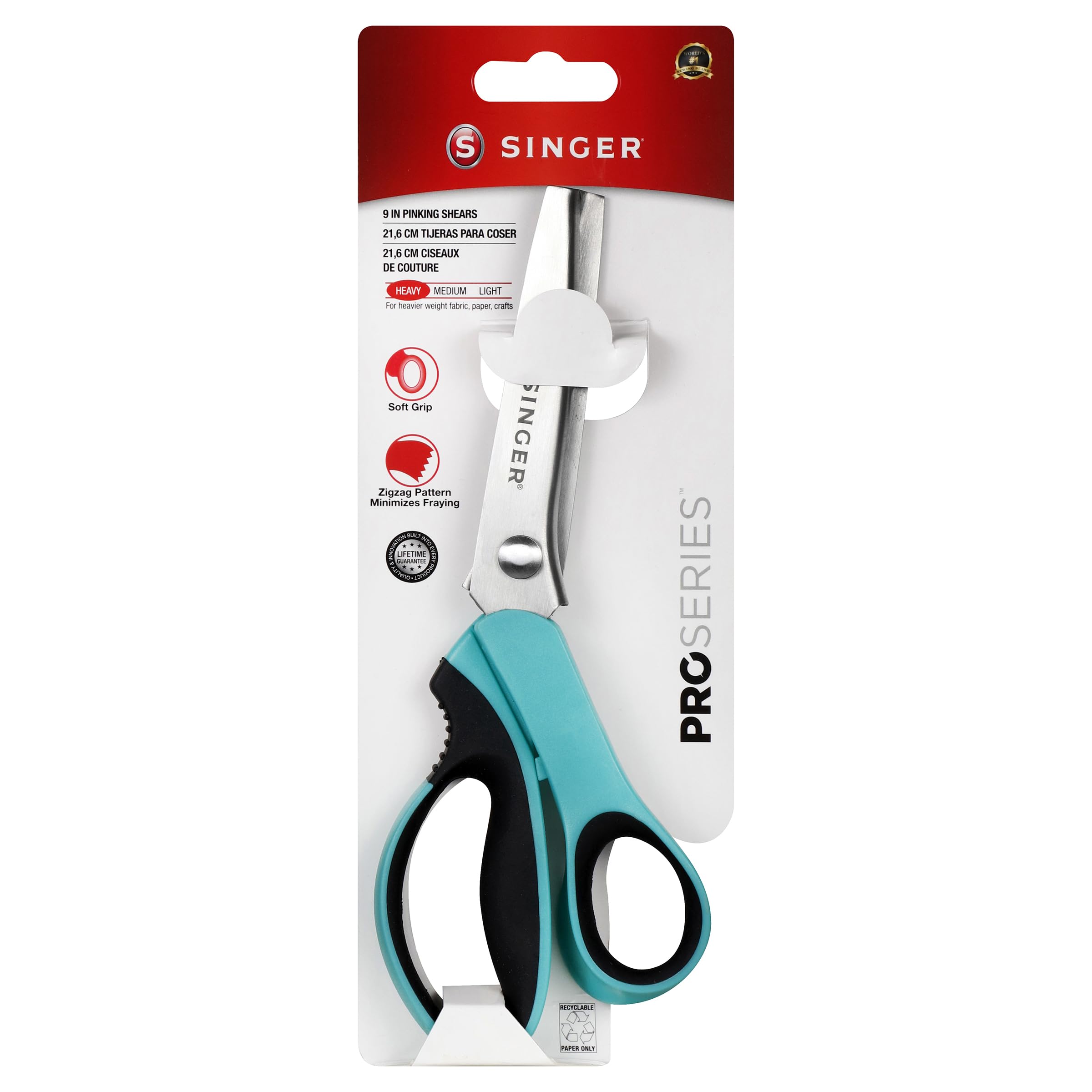 SINGER ProSeries 9" Pinking Shears - Heavy-Duty Stainless Steel - Zigzag Cut for No-Fray Fabric, Sewing & Craft Edging