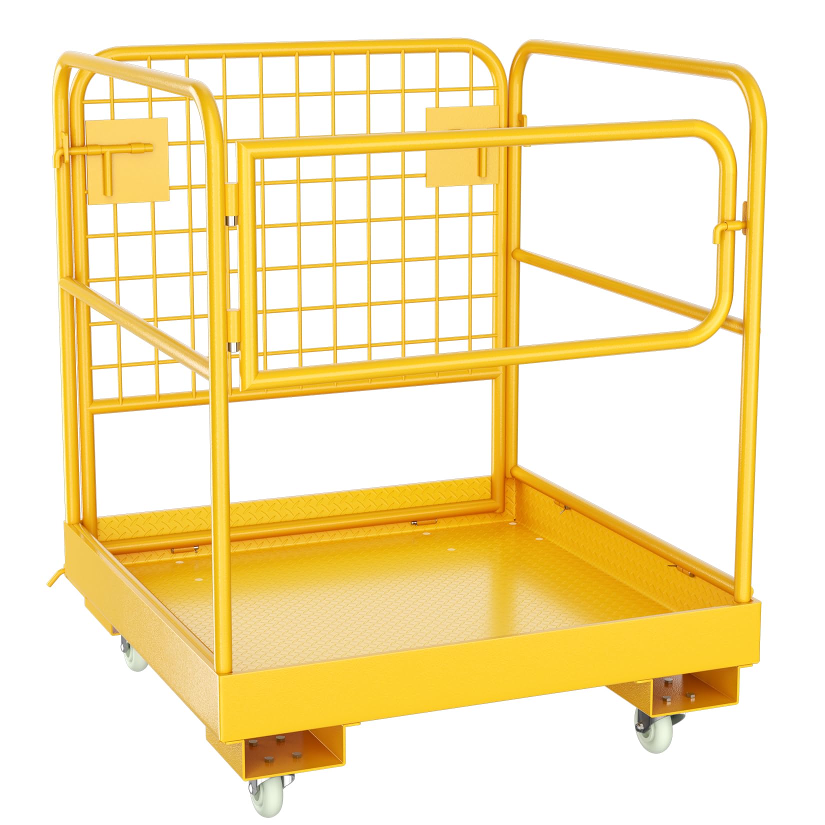 Forklift Safety Cage 36x36 Inches 1200LBS Capacity with 4 Wheels Forklift Work Platform Aerial Platform Collapsible Lift Basket Aerial Rails for Lifting Loader