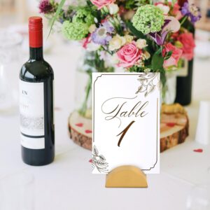 PEUTIER 12pcs Table Number Stands, Golden Table Name Holder Semicircular Design Modern Place Card Holders Photo Table Card Clips for Wedding Banquet Reception Anniversary Birthday Party