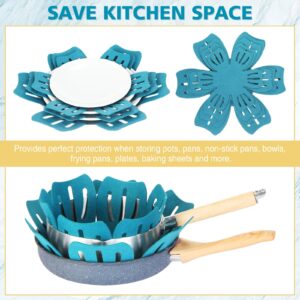 Nuogo 30 Pieces Pot and Pan Protectors, 5 Different Size, Max 16" D, Pan Protector Pads Pot Separators for Stacking, Anti Slip Non Woven Pan Dividers, Avoid Scratching or Marring When Stacking, Teal