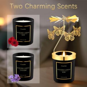 Conelist 4 Pack Christmas Butterfly Candle Gift for Women Hummingbird Rose Moon Cat Lavender Rose Scent Spinning Candle Rotatable Candle for Mother Day Gift(Butterfly)