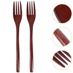 ABOOFAN 2Pcs Wooden Forks Reusable Japanese Style Wood Dinner Forks for Eating Food/Desserts/Salad/Fruit Wooden Cutlery Utensils