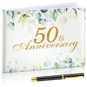 patelai wedding anniversary guest book anniversary decorations wedding guest book sign alternative 50th anniversary party favors guest book with pen, 112 pages(50th anniversary)