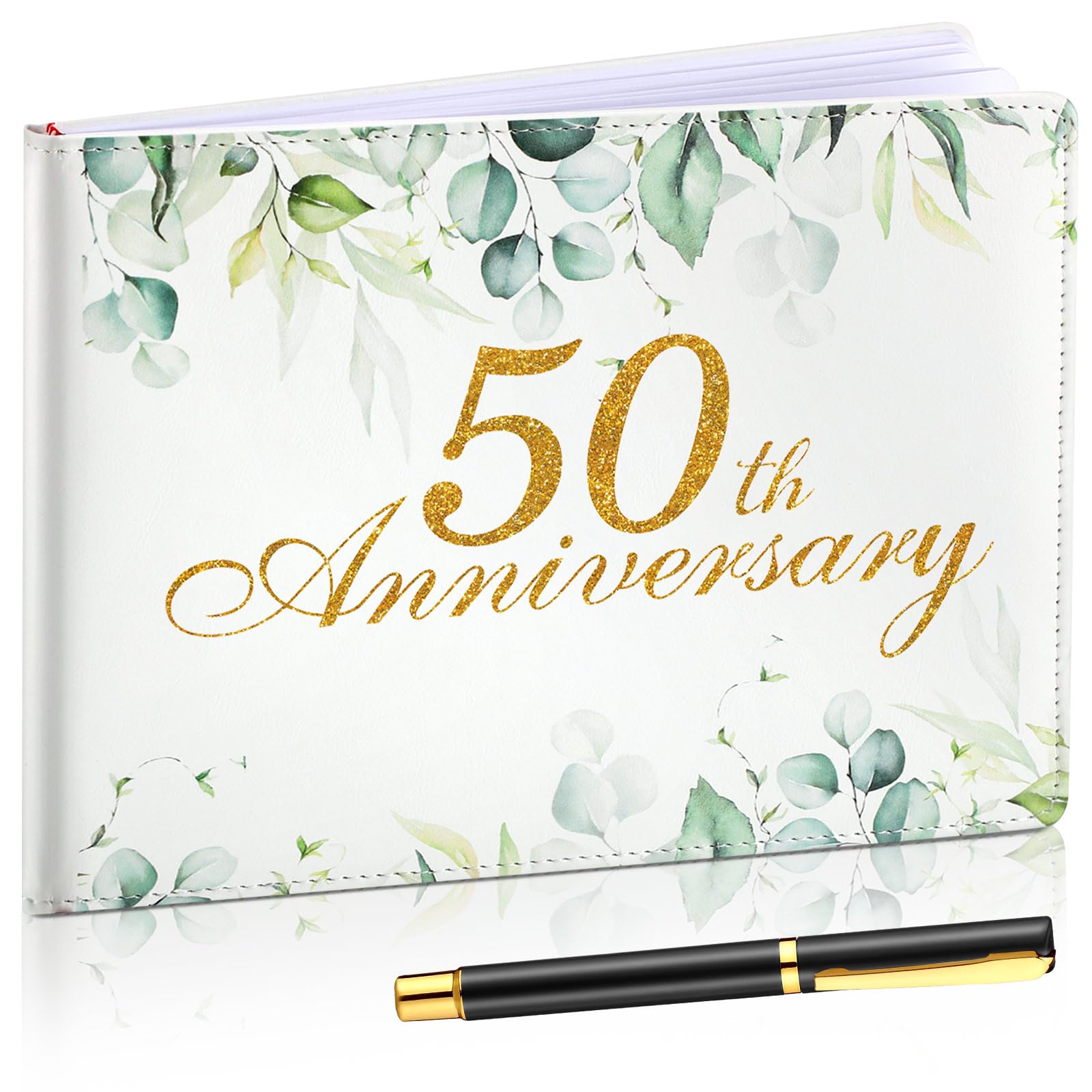 Patelai Wedding Anniversary Guest Book Anniversary Decorations Wedding Guest Book Sign Alternative 50th Anniversary Party Favors Guest Book with Pen, 112 Pages(50th Anniversary)