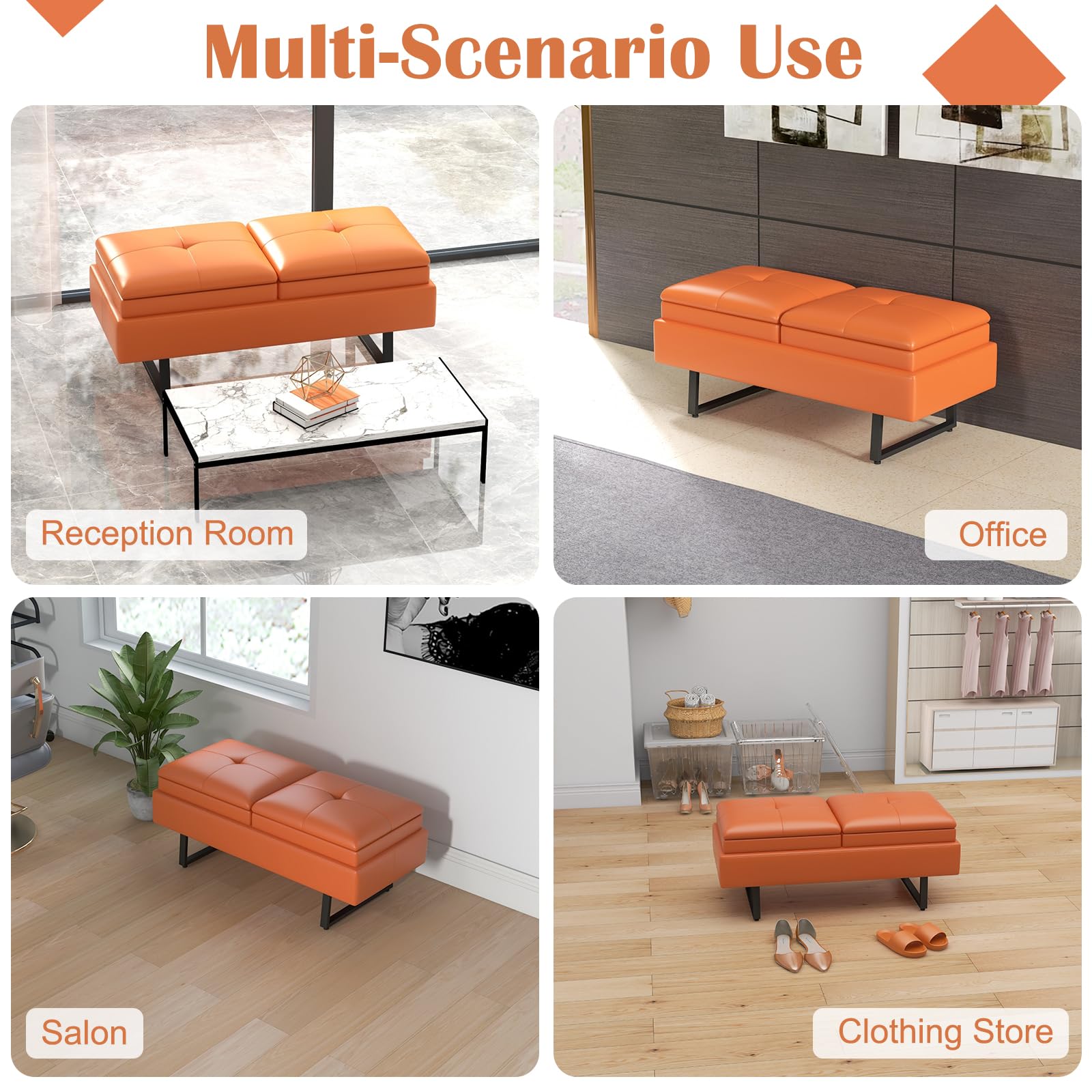 Kinfant Modern Futon Sofa Bed - 2-Seat Couch Bed with Soft Cushions for Living Room Bedroom and Small Space (PU Leather, Orange)