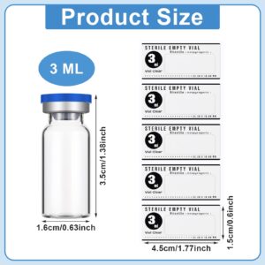 Threlaco 20 Pcs 3ml Sealed Sterile Empty Vials with Self Healing Injection Port Glass Penicillin Bottle with 20 Label Stickers