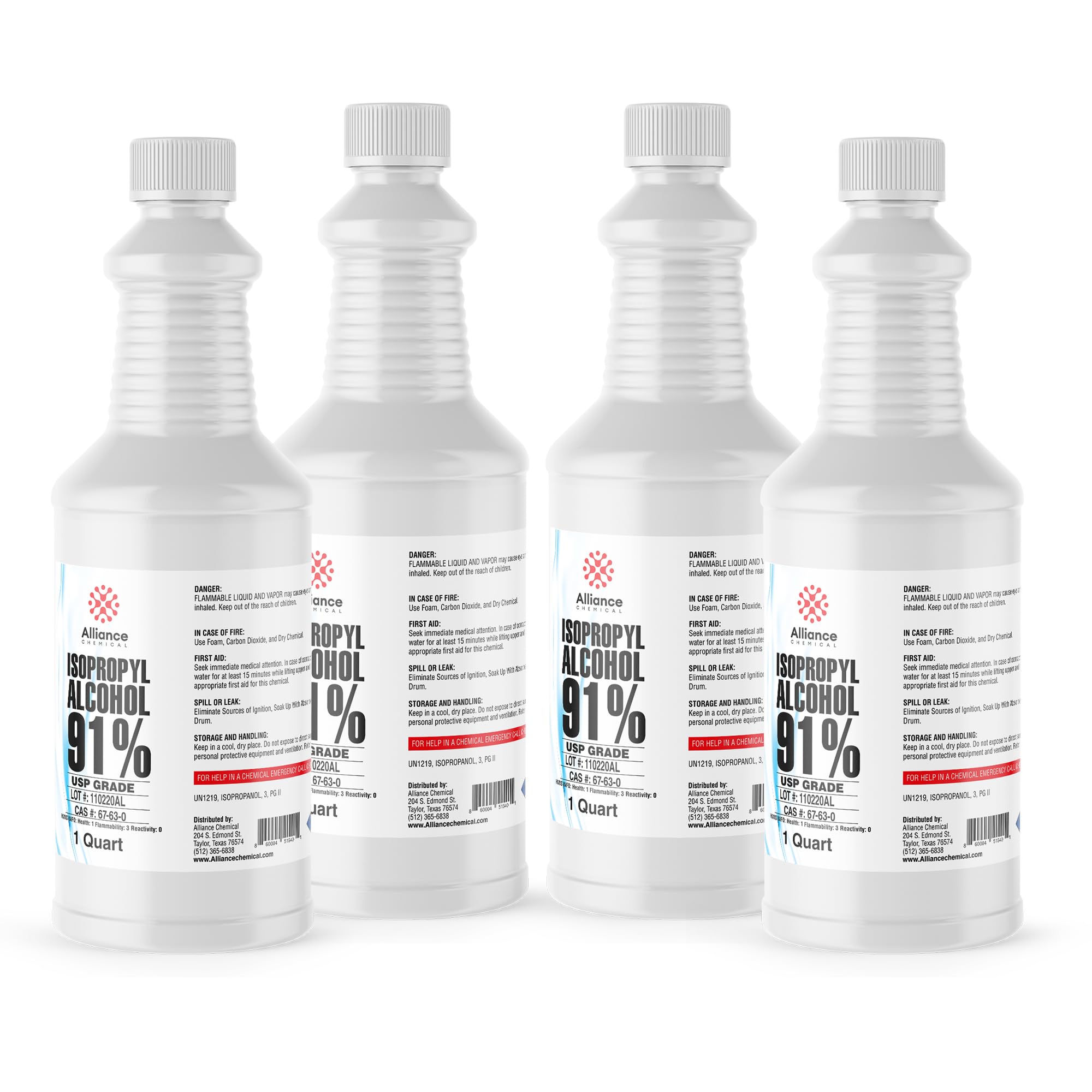 Isopropyl Alcohol 91% USP Grade - 1 Gallon (4 Quarts) - Medical Grade Rubbing Alcohol - Alliance Chemical