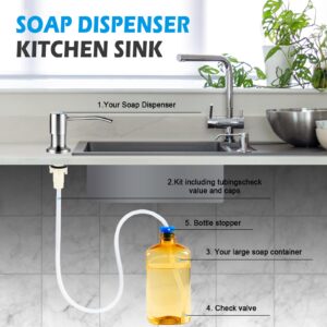 Dish Soap Dispenser for Kitchen Sink, Countertop Sink Soap Dispenser Water Pump with 47” No-Spill Extension Tube Kit Design for Kitchen Bathroom (Brushed Nickel)