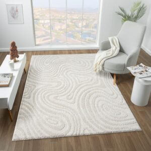 luxe weavers geometric swirl cream 6x9 area rug - cream