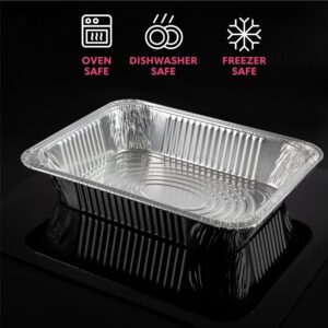 XpressPak Aluminum Pans - 9X13 Disposable Baking Foil Pans - [30-Pack] - Half Size, Deep Steam Table Pans For Baking, Roasting, Transporting, Serving, Freezing, Storing & Food Prepping