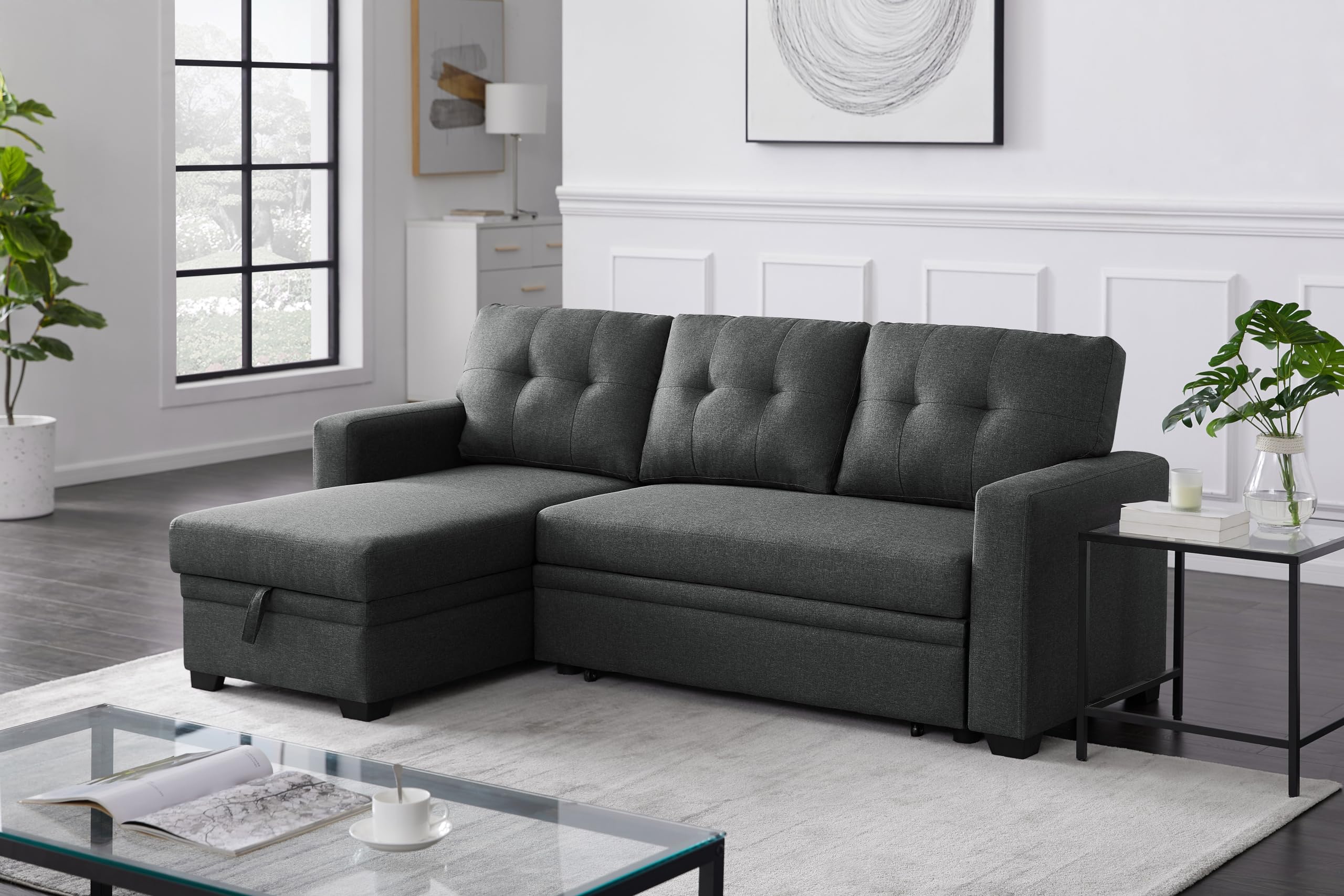 FAVSH Sofa-Abolished, 82", Dark Gray