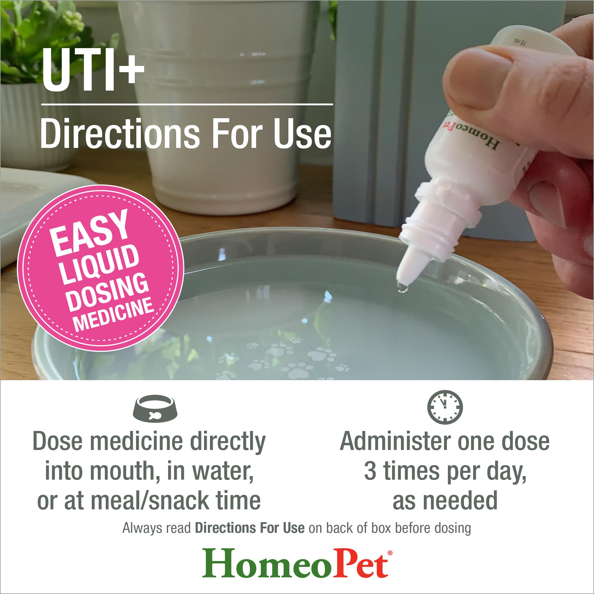 HomeoPet UTI Plus Urinary-Tract Relief, Supportive UTI Medicine for Dogs, Cats, and Other Pets, 15 ml