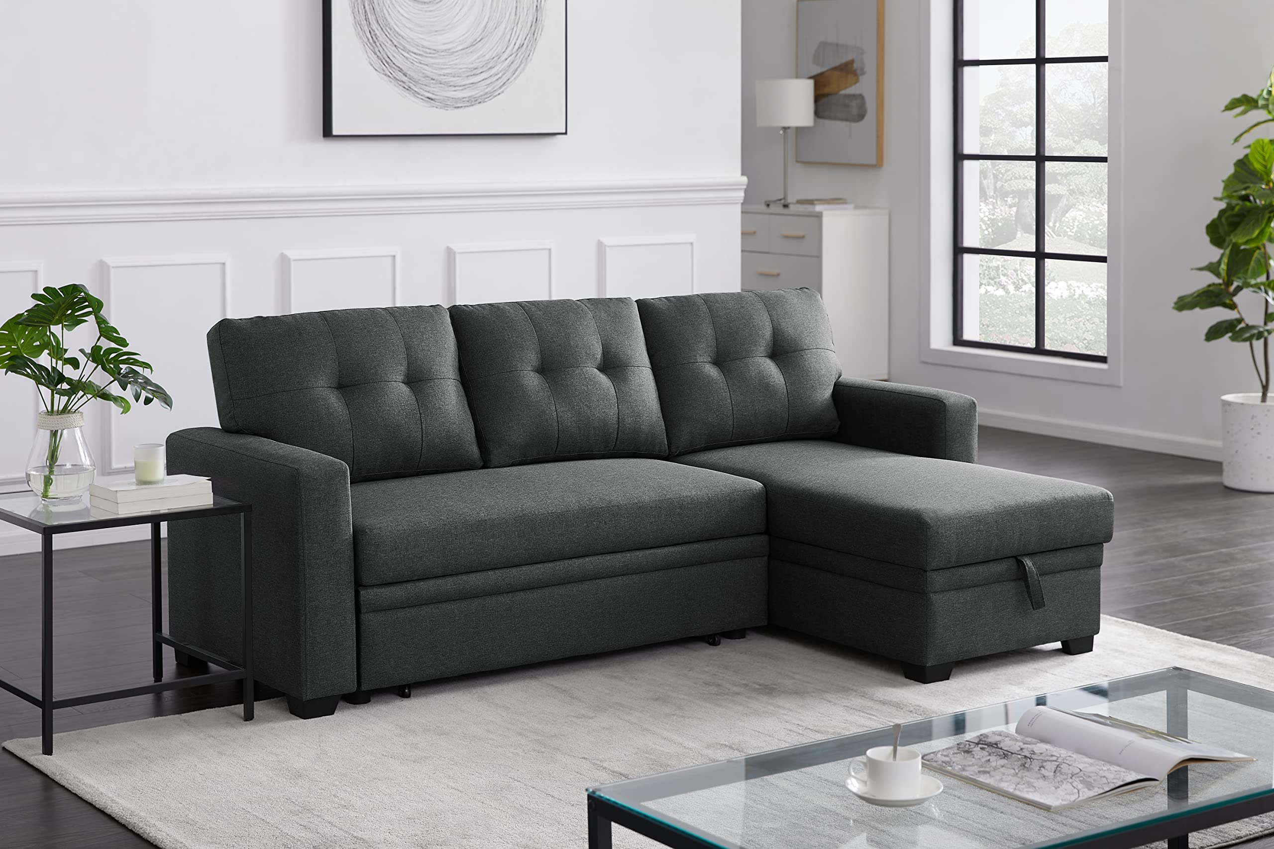 FAVSH Sofa-Abolished, 82", Dark Gray