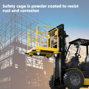 Forklift Safety Cage 36x36 Inches 1200LBS Capacity with 4 Wheels Forklift Work Platform Aerial Platform Collapsible Lift Basket Aerial Rails for Lifting Loader