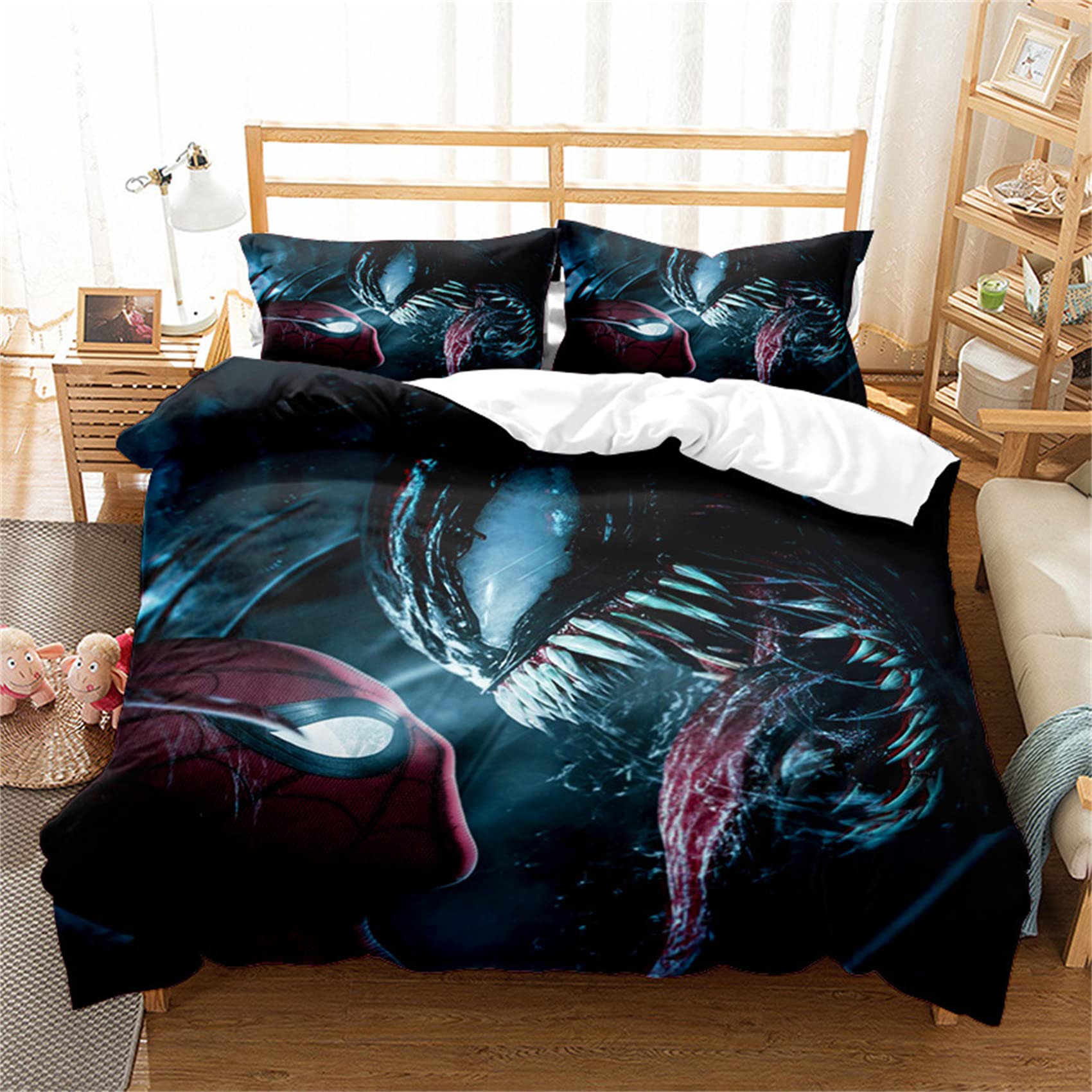 LUCIHZ Youth Venom Bedding Duvet Cover Set 3 Pieces Lightweight Quilt Cover Soft and Breathable Comforter Cover with Zipper, Twin