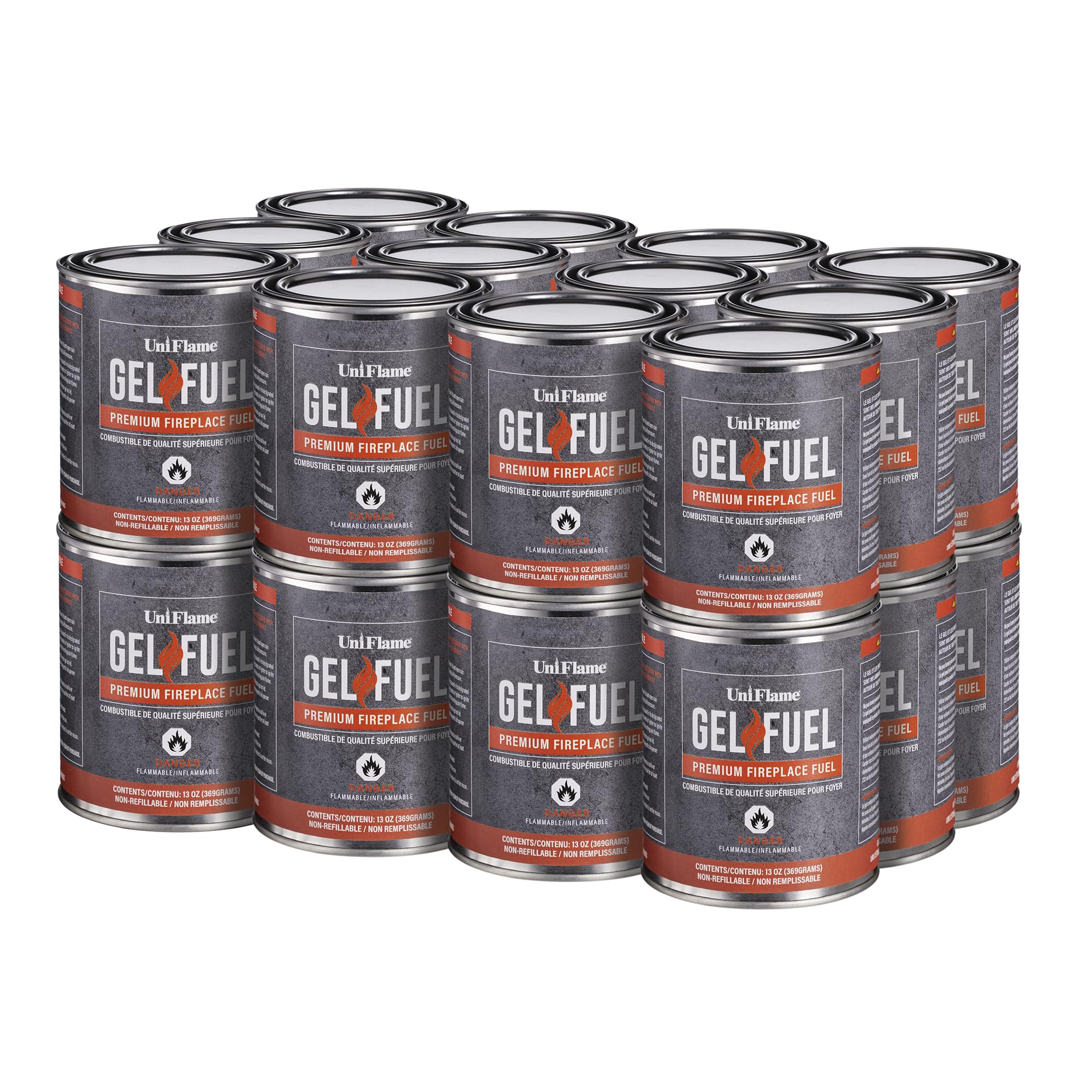 Uniflame - Gel Fuel, Premium Fireplace Fuel (24 Pack) | 24 13oz Cans