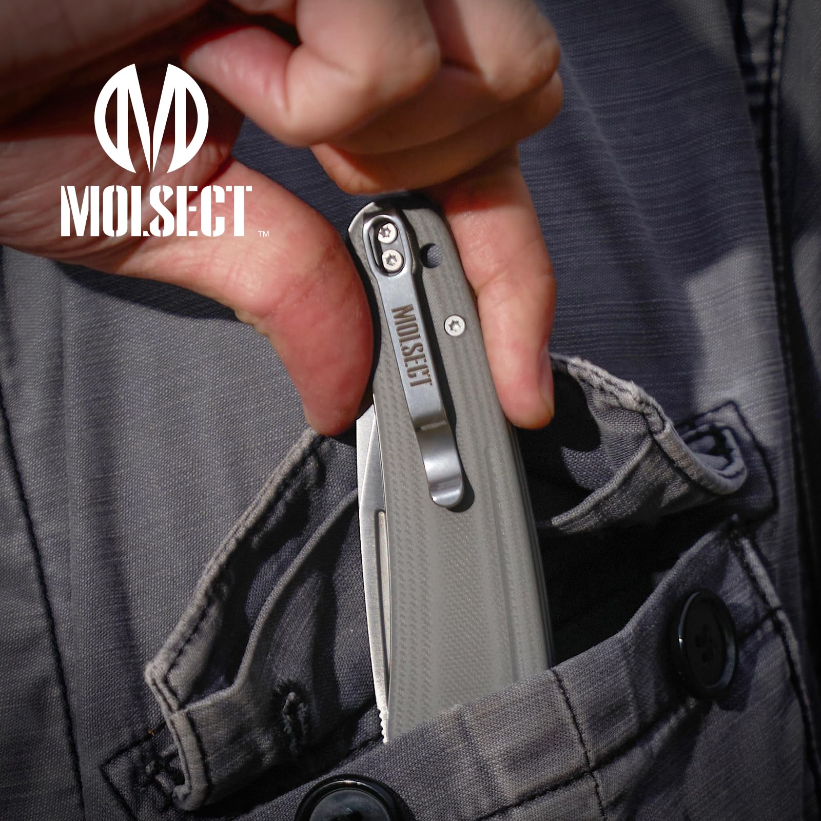 MOLSECT Orbit Pocket Folding Knife, Liner Lock EDC Knives 3.23" Satin 14C28N Blade G10 Handle, Everyday Carry Knife with Clip for Outdoor Indoor Hiking Camping Fishing Work Men Women Gift