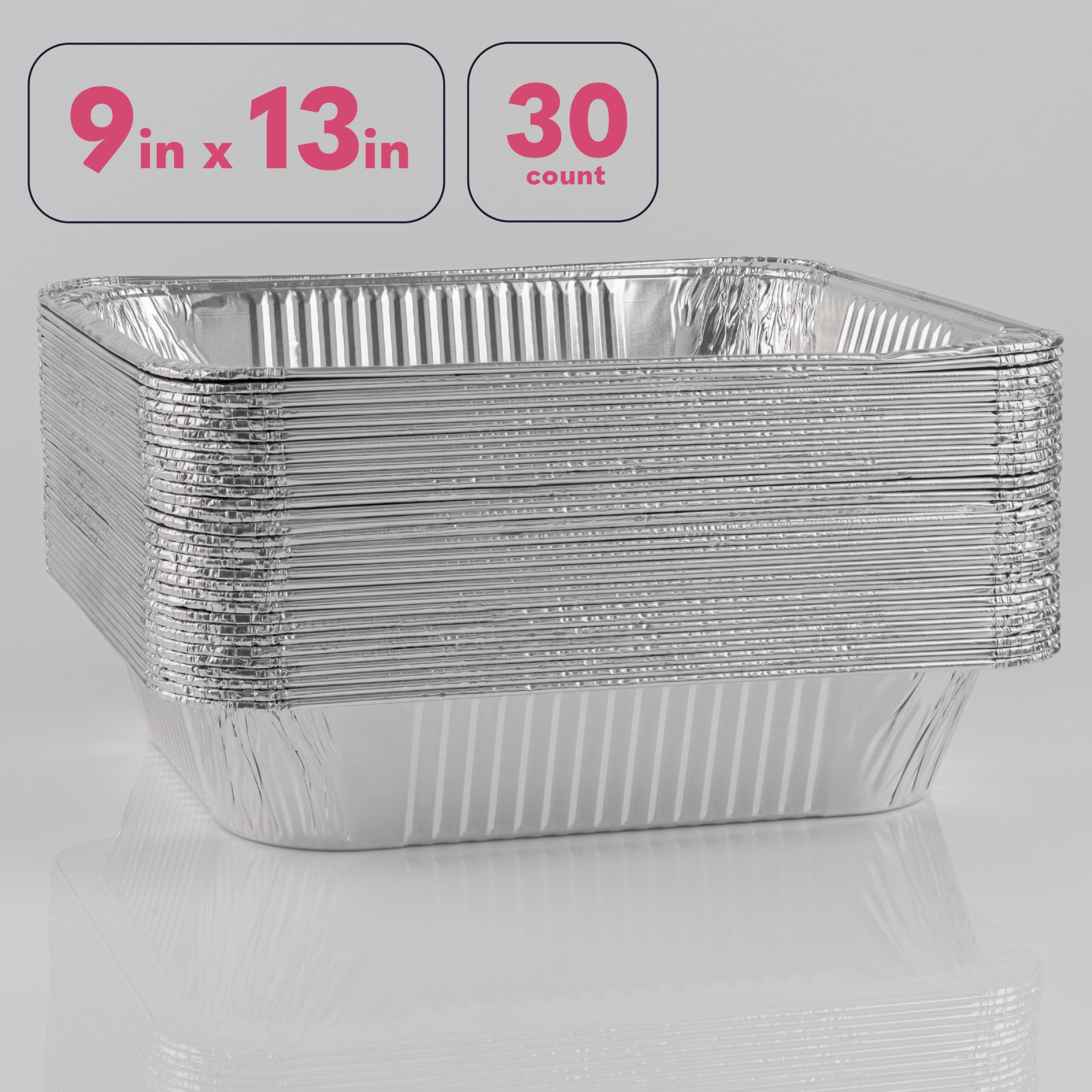 XpressPak Aluminum Pans - 9X13 Disposable Baking Foil Pans - [30-Pack] - Half Size, Deep Steam Table Pans For Baking, Roasting, Transporting, Serving, Freezing, Storing & Food Prepping