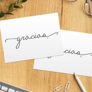 Gracias Note Cards / 24 Elegant Thank You From The Heart Greeting Cards With White Envelopes / 3 1/2" x 4 7/8" Spanish Language Blank Note Cards/Tarjetas Gracias