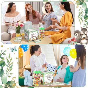 TrelaCo 82 Pcs Guess How Many Bears Baby Shower Game 1 Woodland Game Box 1 Baby Bottle 60 Guessing Cards 20 HB Pencils for Baby Shower Favors Games Gender Reveal