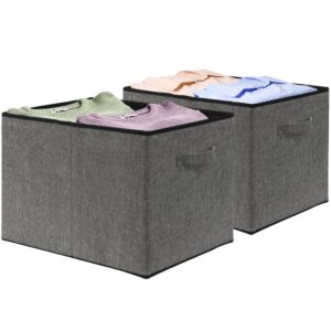 simple houseware extra large fabric storage bin basket with handles, 2 pack, dark gray