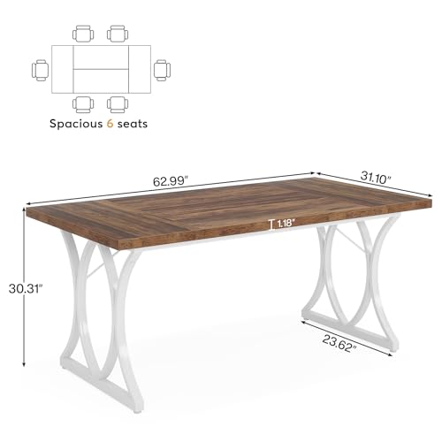 LITTLE TREE 63 “ Dx31“W x 30“ H Executive Desk, Farmhouse Large Computer Home Office Desk, Small Conference Room Table for 4-6 Person