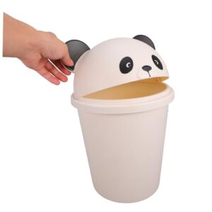 Zerodeko 10l Cute Panda Trash Can: Plastic Garbage Bins Toilet Paper Bucket Garbage Can Rubbish Pail Waste Basket for Dorm Office Kitchen Bathroom