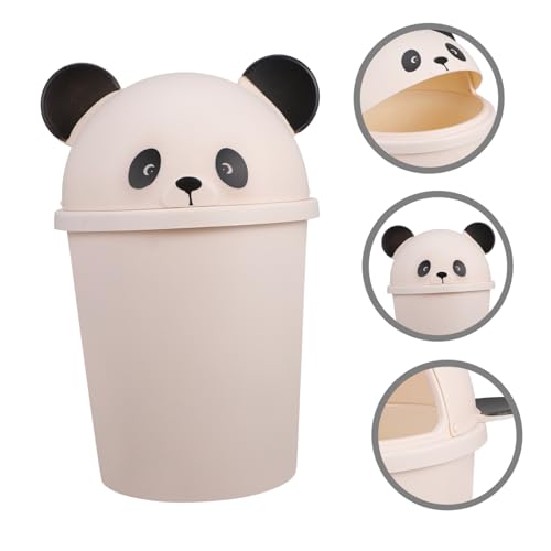 Zerodeko 10l Cute Panda Trash Can: Plastic Garbage Bins Toilet Paper Bucket Garbage Can Rubbish Pail Waste Basket for Dorm Office Kitchen Bathroom