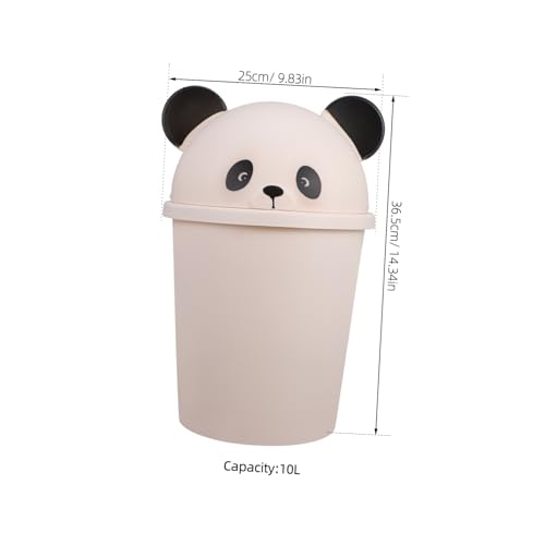 Zerodeko 10l Cute Panda Trash Can: Plastic Garbage Bins Toilet Paper Bucket Garbage Can Rubbish Pail Waste Basket for Dorm Office Kitchen Bathroom