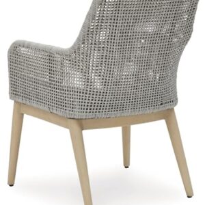 Signature Design by Ashley Seton Creek Outdoor Dining Arm Chair, Set of 2, 25" W x 24" D x 36" H, Light Brown & Light Gray