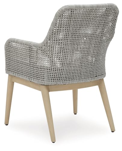 Signature Design by Ashley Seton Creek Outdoor Dining Arm Chair, Set of 2, 25" W x 24" D x 36" H, Light Brown & Light Gray