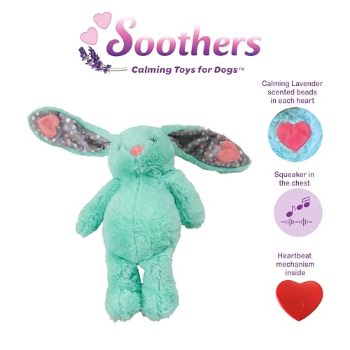 SPOT Soothers Heartbeat Bunny- Calming Toy for Dogs with Heartbeat Pulse, Separation Anxiety Relief and Behavioral Training Aid for Puppy Calming, 12in