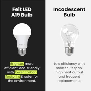 Feit Electric A19 LED Light Bulbs, 60W Equivalent, Dimmable, E26 Standard Base, 90 CRI, 800 Lumens, 2700K Soft White, 120V, 22 Years Lifetime, Damp Rated, 8 Pack, OM60DM/927CA/8