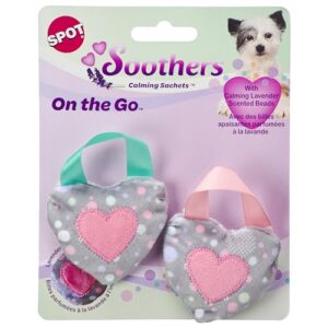 spot soothers- on the go sachets- separation anxiety toys for dogs & puppies, scented with calming lavender fragrance beads to safely calm pets during travel and vet visits, 2pcs