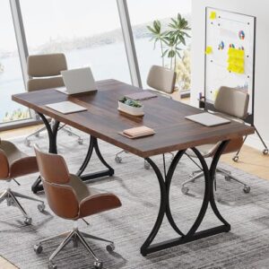 Tribesigns 63 L x31W x 30 H Executive Desk, Farmhouse Wood Computer Desk, Large Home Offcie Table with Black Metal Frame, Long Table