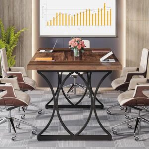 Tribesigns 63 L x31W x 30 H Executive Desk, Farmhouse Wood Computer Desk, Large Home Offcie Table with Black Metal Frame, Long Table