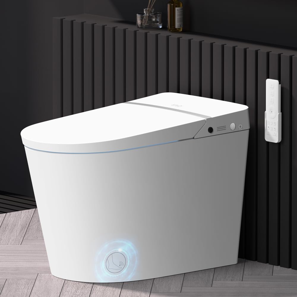 EPLO Smart Toiet with Tank and Bidet Built In,Auto Open Close,Blackout Flush,Auto Flush,Heated seat,Foot Sensor Operation,One Piece Elongated Modern Bidet Toilet Combo G20PRO