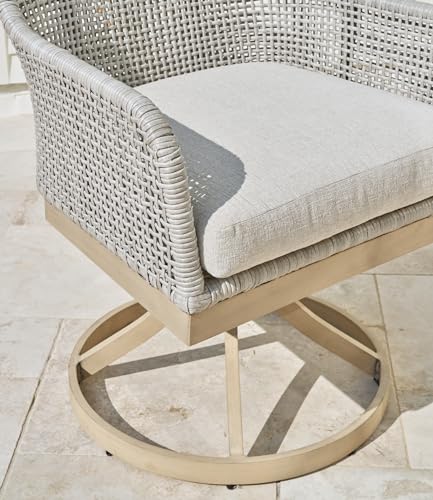 Signature Design by Ashley Seton Creek Outdoor Swivel Dining Chair, Set of 2, 25" W x 26" D x 36" H, Light Brown & Light Gray