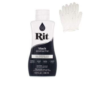 rit dye – liquid fabric dye for crafting, clothing, and décor – 8 oz. bottle – black (gloves included)