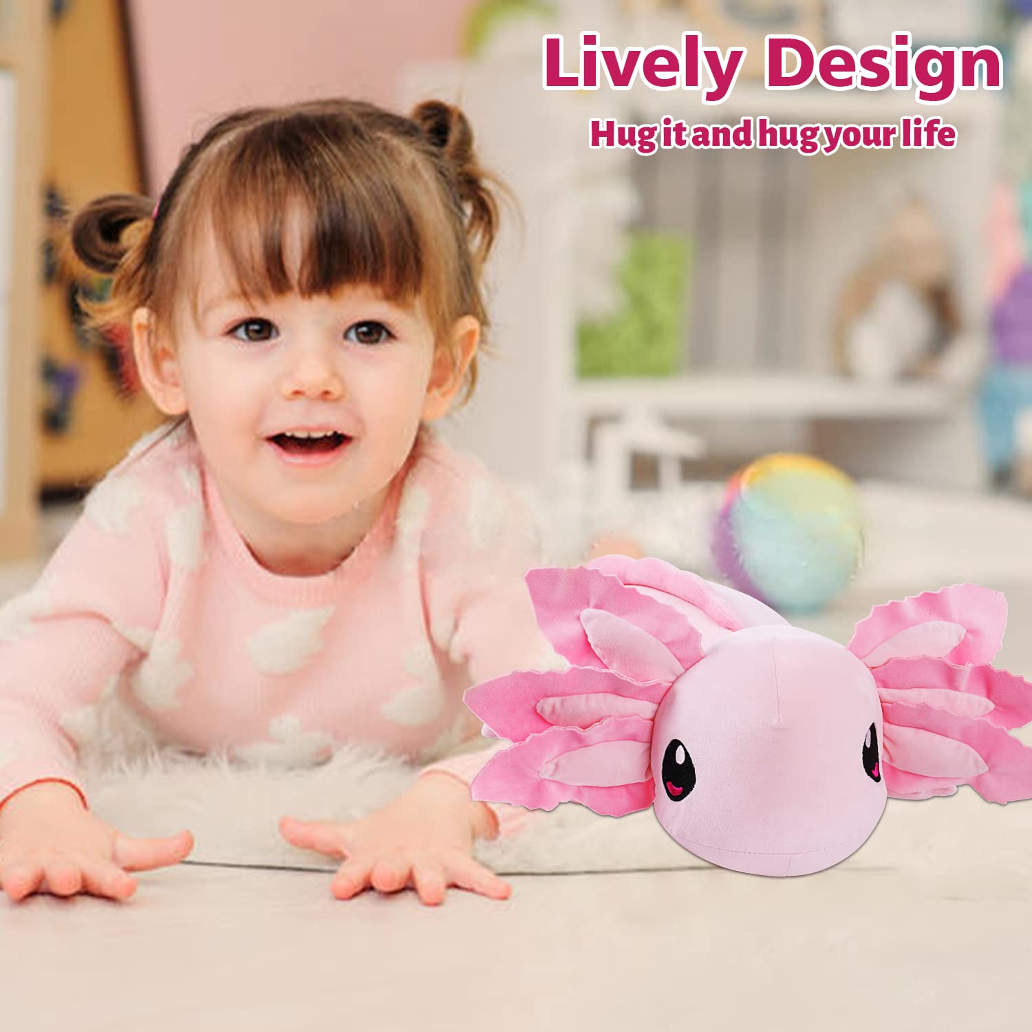 Gubuy Weighted Stuffed Animals 4.2lbs Weighted Axolotl Plush 32", Stuffed Weighted Axolotl Plush Animal Throws Pillows(Pink)