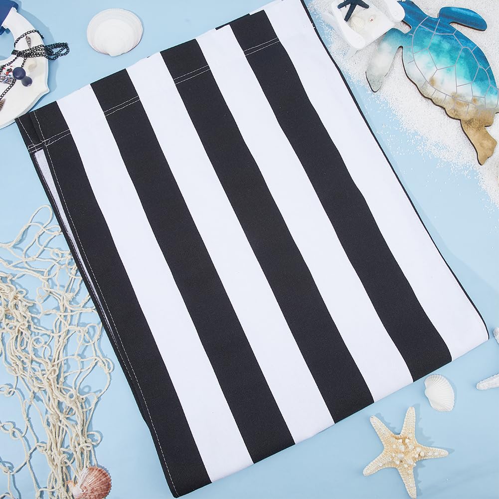 GORGECRAFT 44x17inch Beach Sling Chair Replacement Canvas 1mm Thick Black and White Stripes Outdoor Furniture Folding Sling Lounge Chair Fabric Patio Sling Chairs Cloth for Sunbathing Garden Courtyard