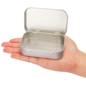 GENHAKON 40 PCS 3.7 x 2.36 x 0.86 inch, Hinged Tins Box Containers silver, Tin Box Container with hinged lids for Small Items, Such as Candy, USB Cable, Pills, Earring, Jewelry Craft, Etc