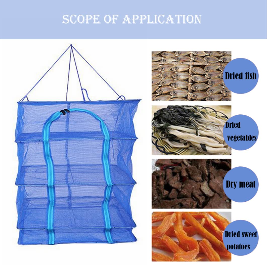 Wedhapy 4 Layers Drying Foldable Mesh Vegetable Fish Dishes Mesh Vegetables Dry Net Basket Drying Rack Net Frame Air Drying Net Food Drying Net Hanging Herb Drying Rack,35 * 35 * 65cm