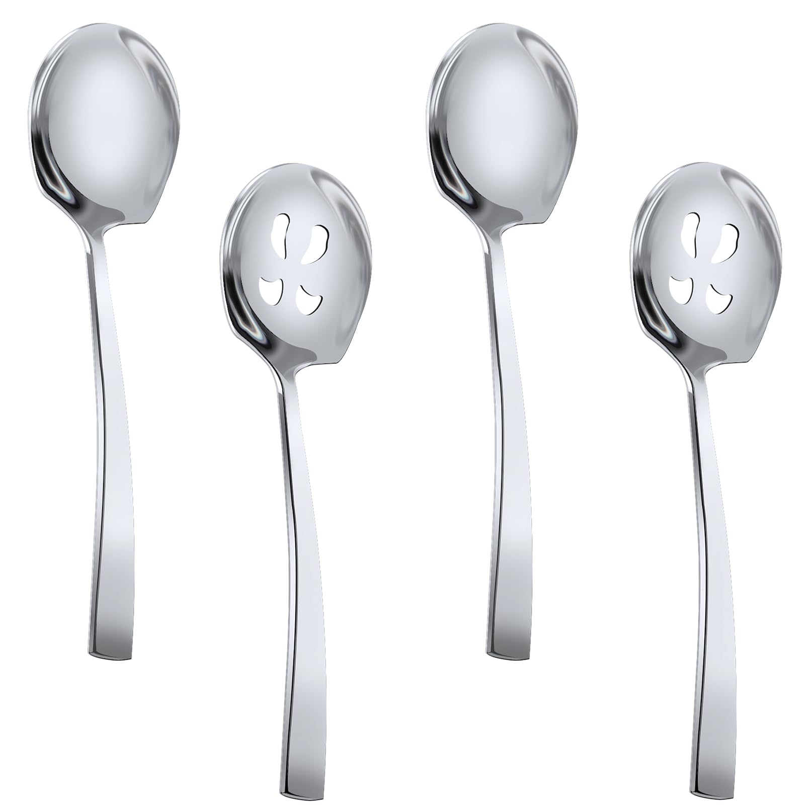 HANSGO Serving Spoons, 4 Pieces Large Stainless Steel Serving Spoons Set Includes 2 Serving Spoon and 2 Slotted Spoons for Buffet Party Restaurant